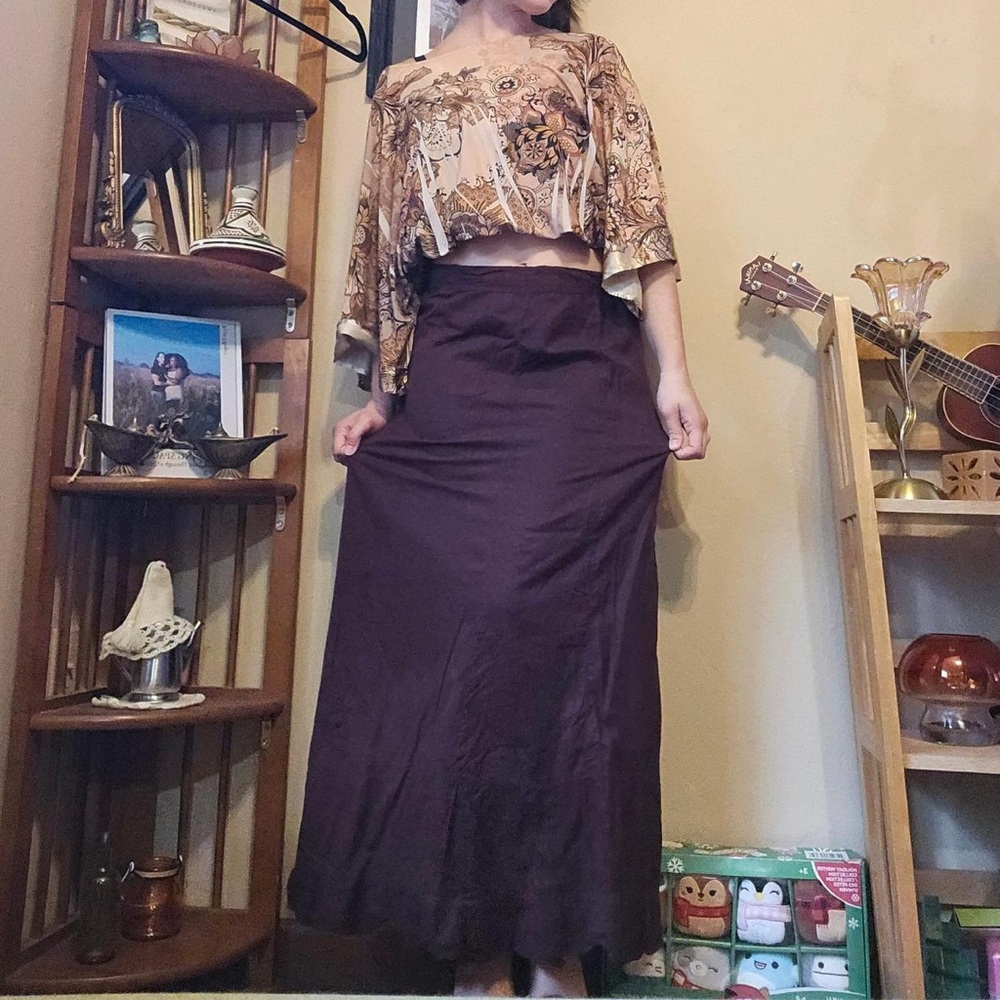 American Vintage Maxi Skirt in Deep Brown